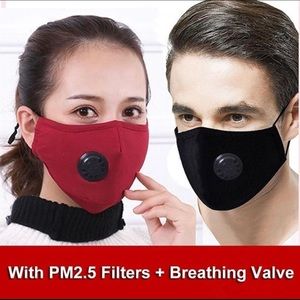 Cloth Face Mask with Breathing Valve + 2 Filters